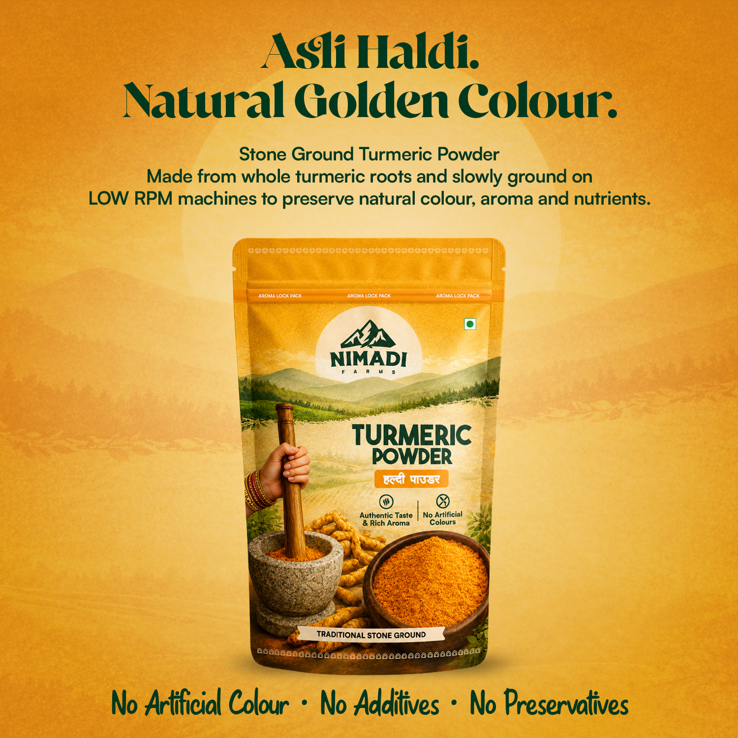Turmeric Powder - Stone Crushed (RPM <= 140)