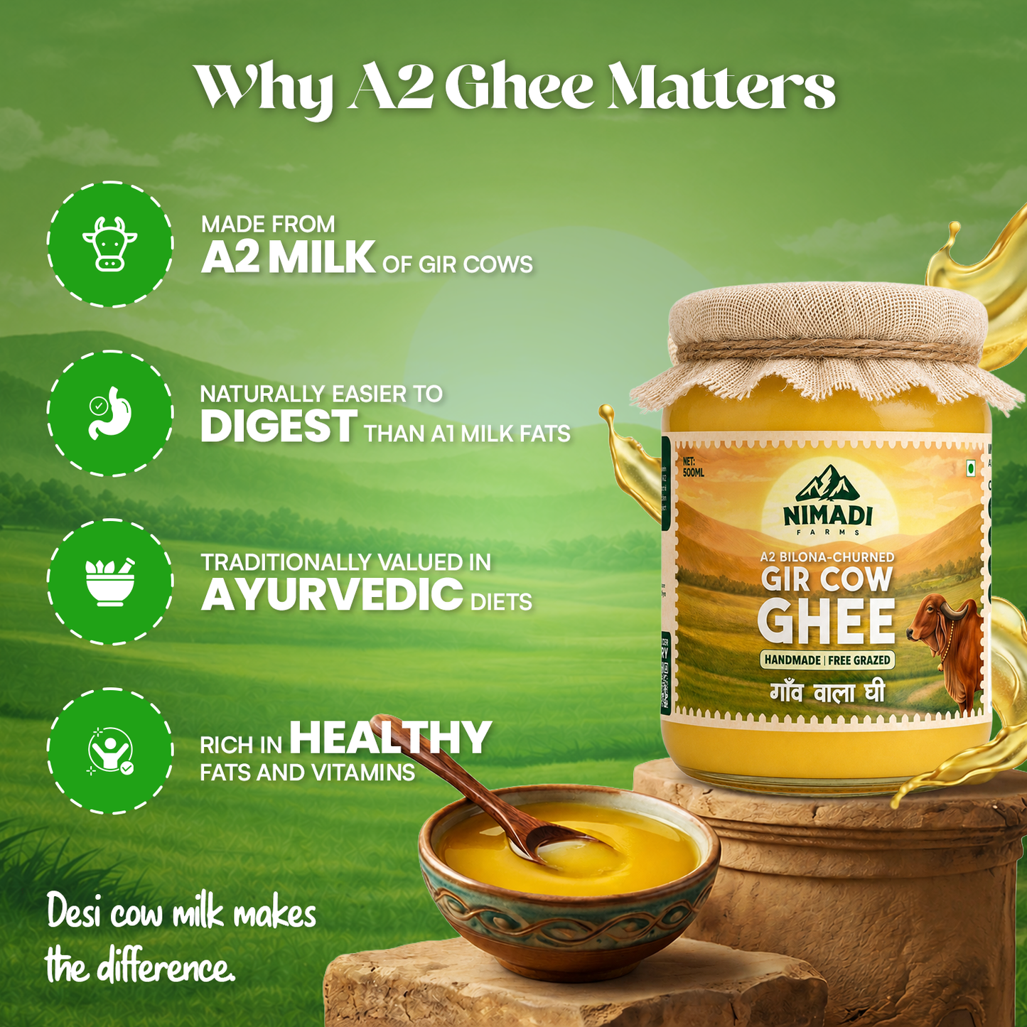 A2 Bilona Churned - Gir Cow Ghee