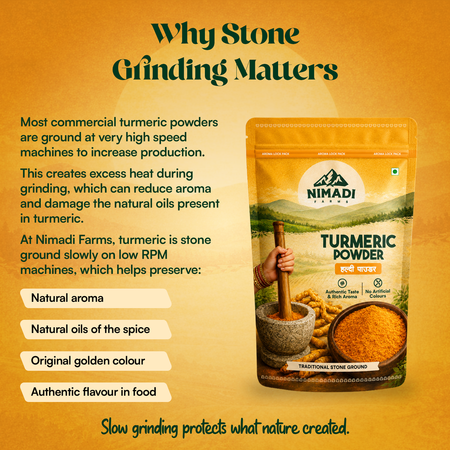 Turmeric Powder - Stone Crushed (RPM <= 140)