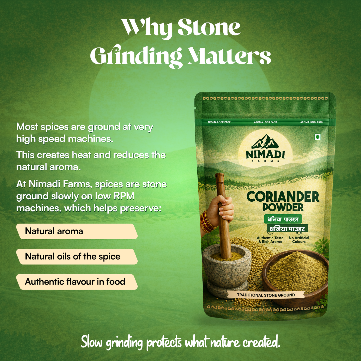 Coriander Powder - Stone Crushed (RPM <= 140)